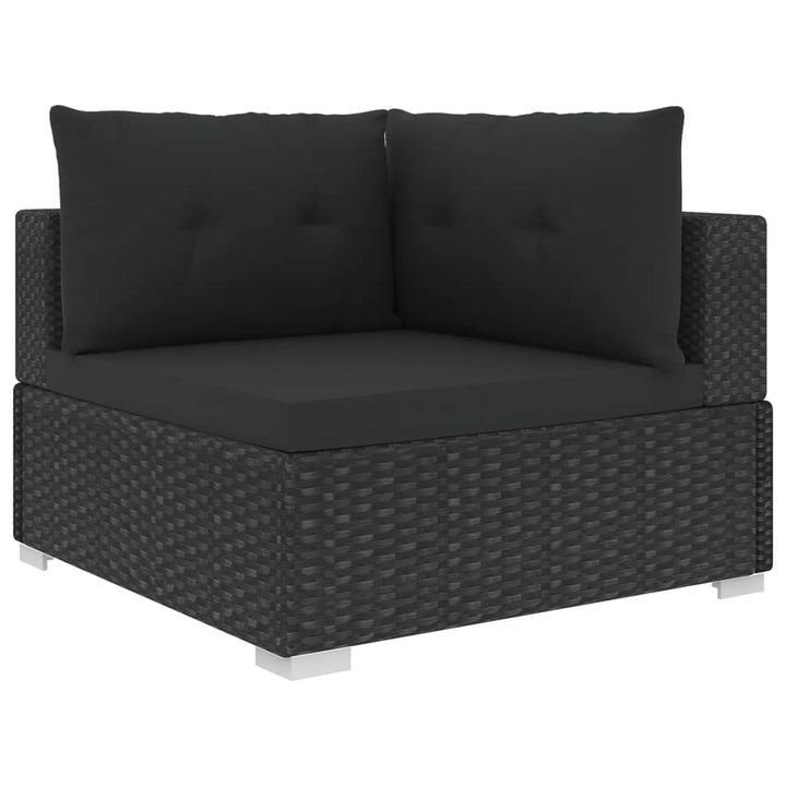 Set Mobilier De Grădină Cu Perne, 10 Piese, Negru, Poliratan