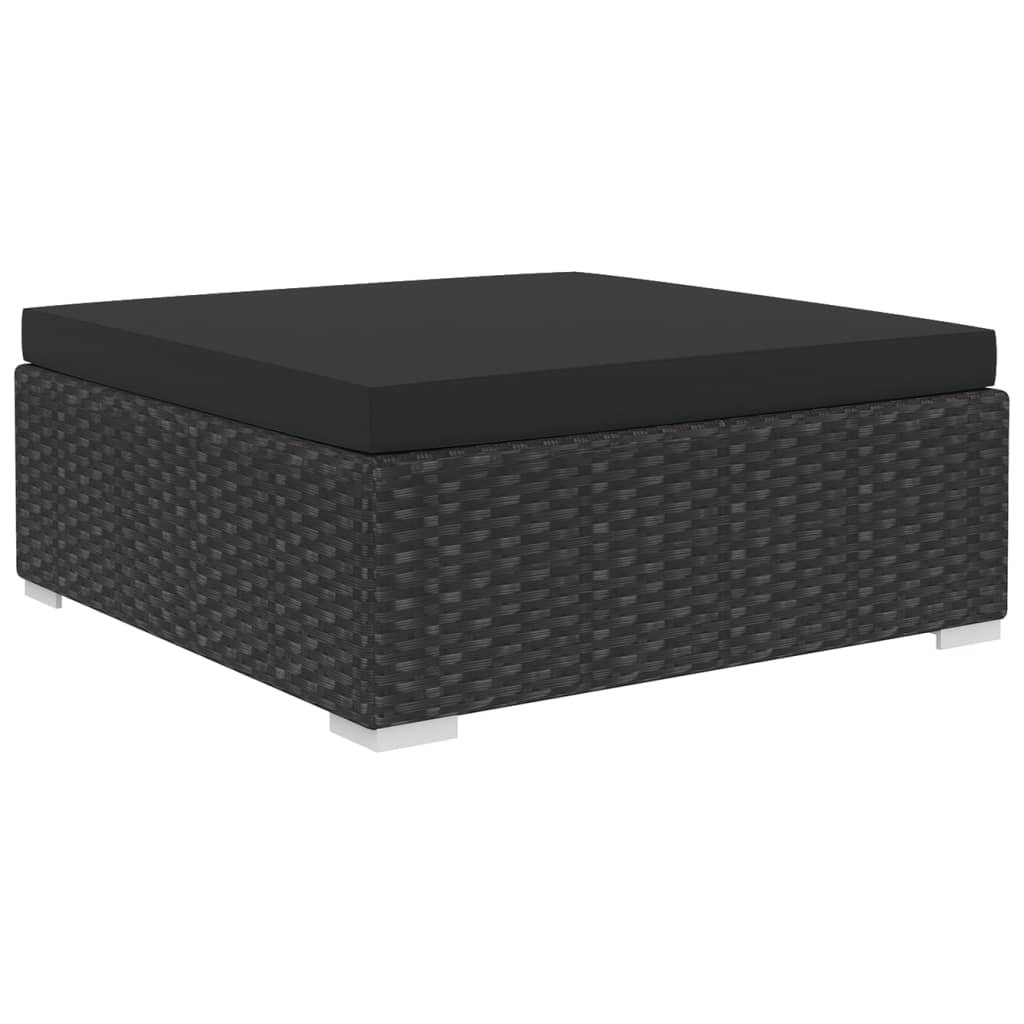 Set Mobilier De Grădină Cu Perne, 10 Piese, Negru, Poliratan