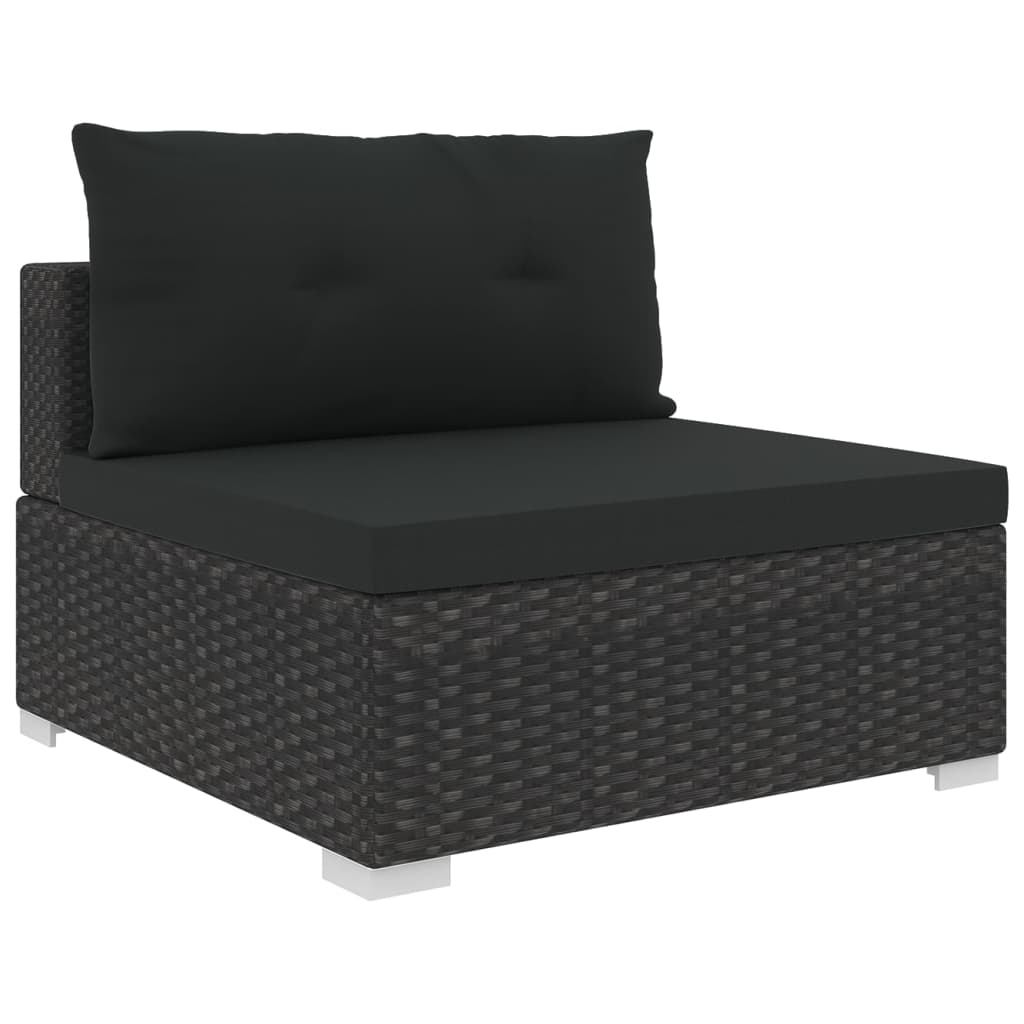 Set Mobilier De Grădină Cu Perne, 10 Piese, Negru, Poliratan