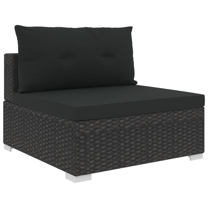 Set Mobilier De Grădină Cu Perne, 10 Piese, Negru, Poliratan