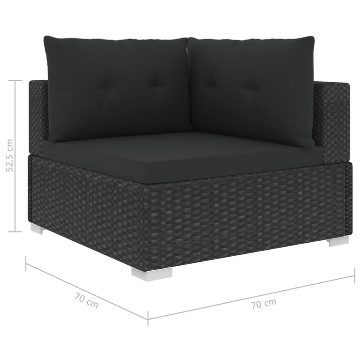 Set Mobilier De Grădină Cu Perne, 10 Piese, Negru, Poliratan