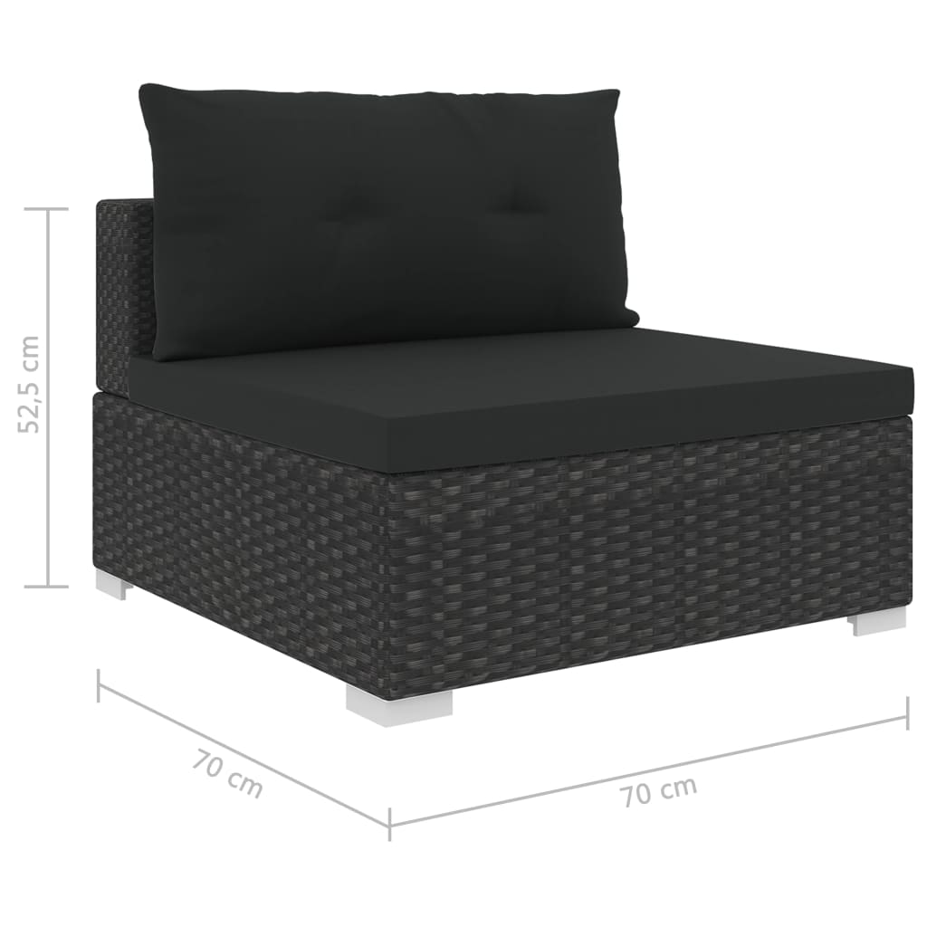 Set Mobilier De Grădină Cu Perne, 10 Piese, Negru, Poliratan