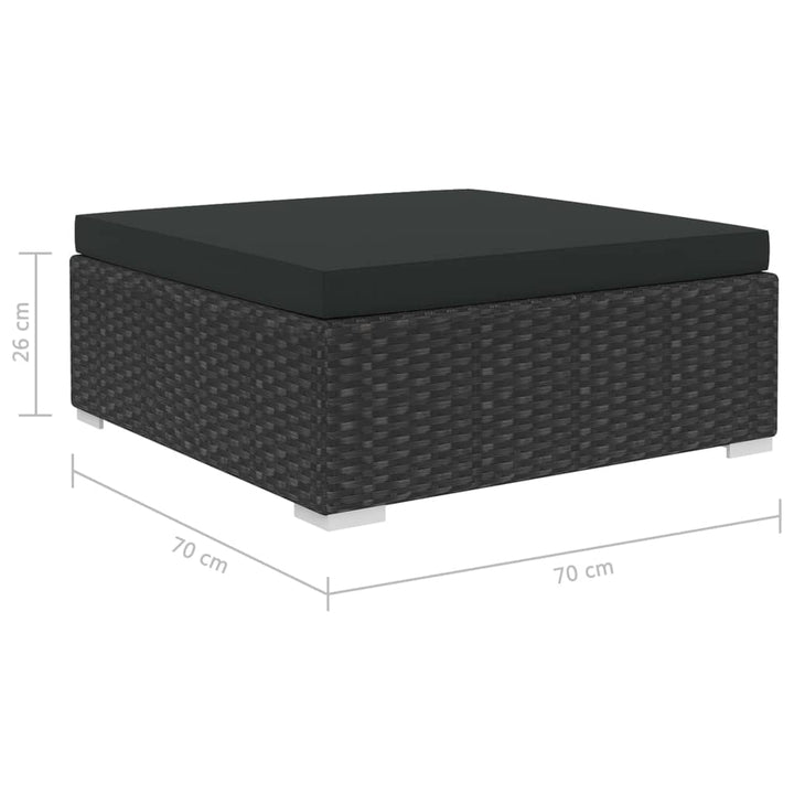Set Mobilier De Grădină Cu Perne, 10 Piese, Negru, Poliratan