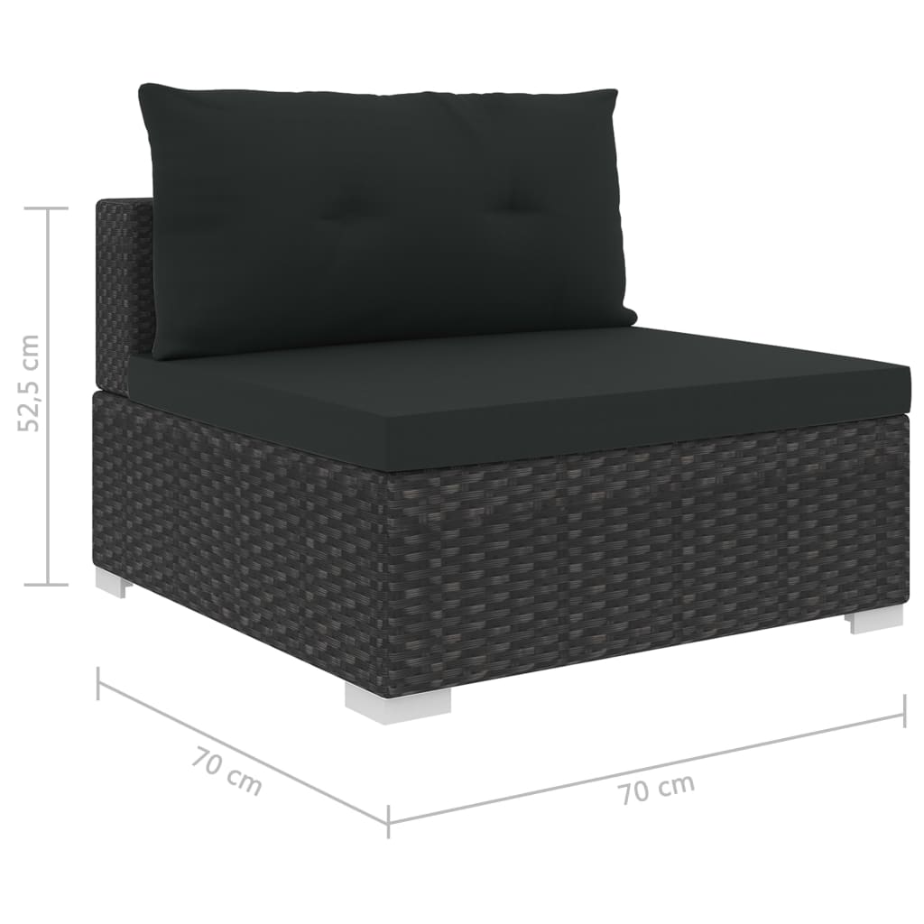 Set Mobilier De Grădină Cu Perne, 10 Piese, Negru, Poliratan