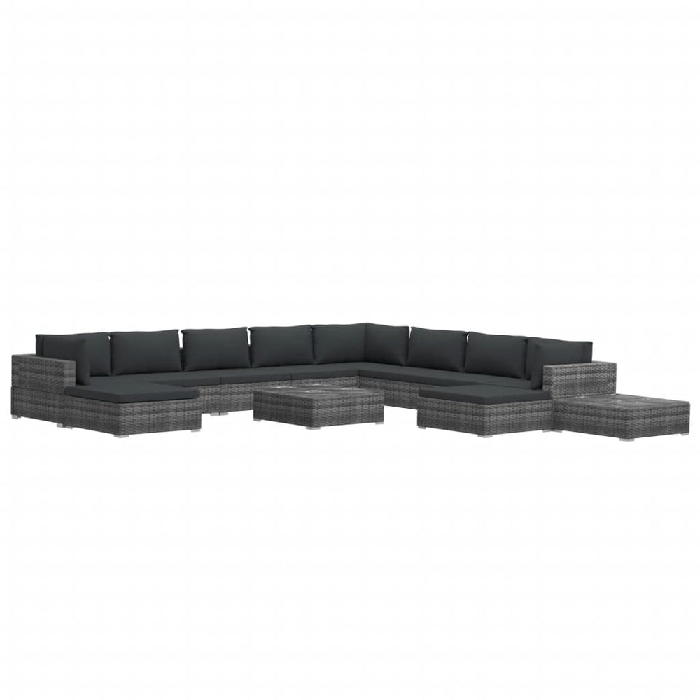 Set Mobilier De Grădină Cu Perne, 12 Piese, , Poliratan