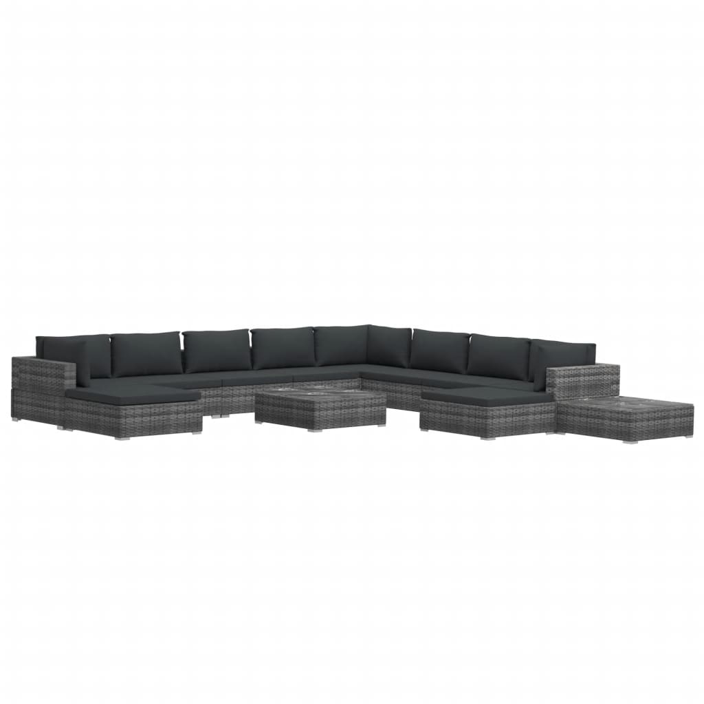 Set Mobilier De Grădină Cu Perne, 12 Piese, , Poliratan