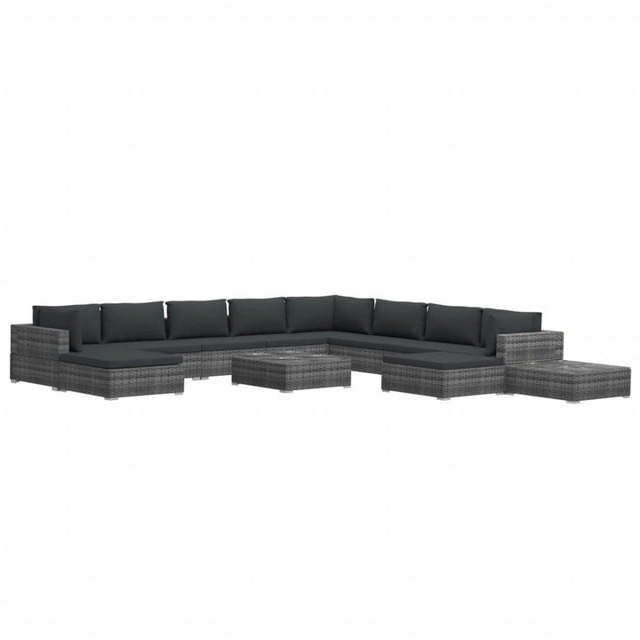 Set Mobilier De Grădină Cu Perne, 12 Piese, , Poliratan