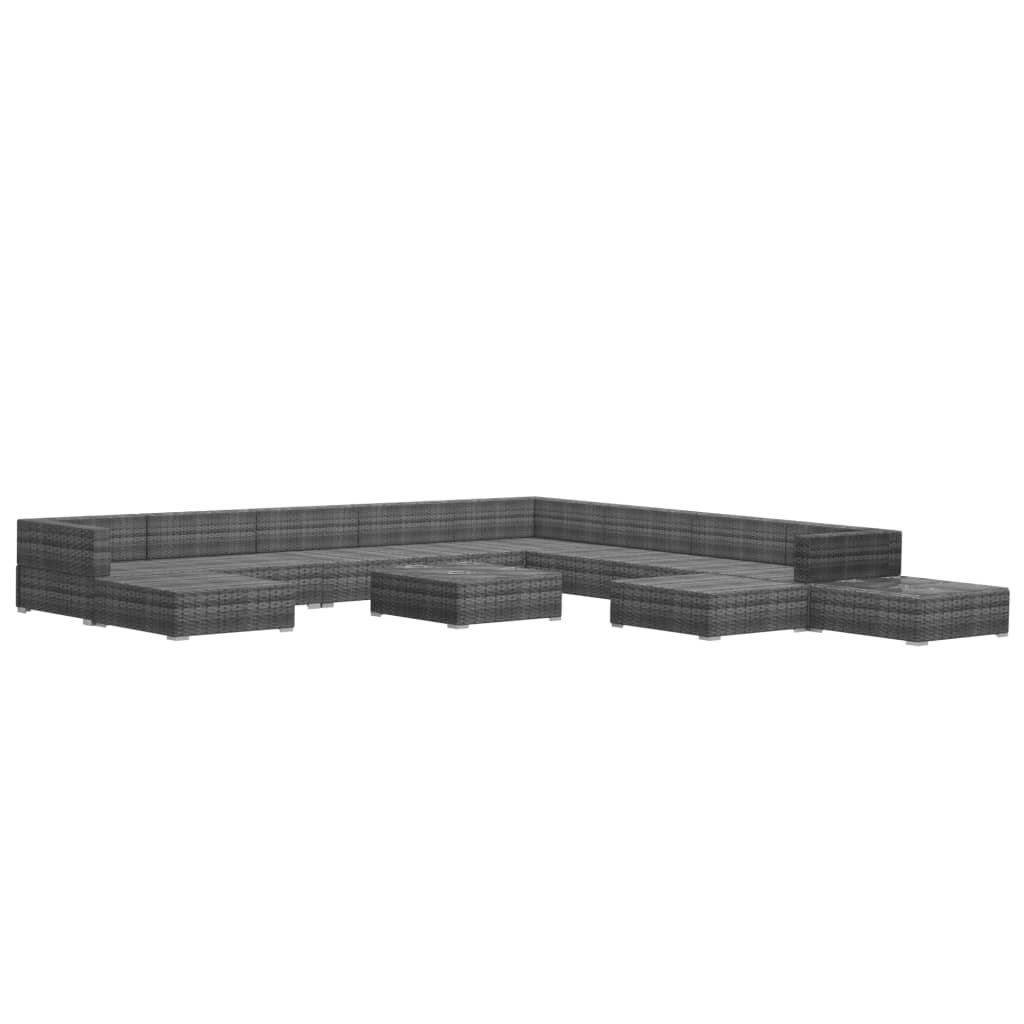 Set Mobilier De Grădină Cu Perne, 12 Piese, , Poliratan