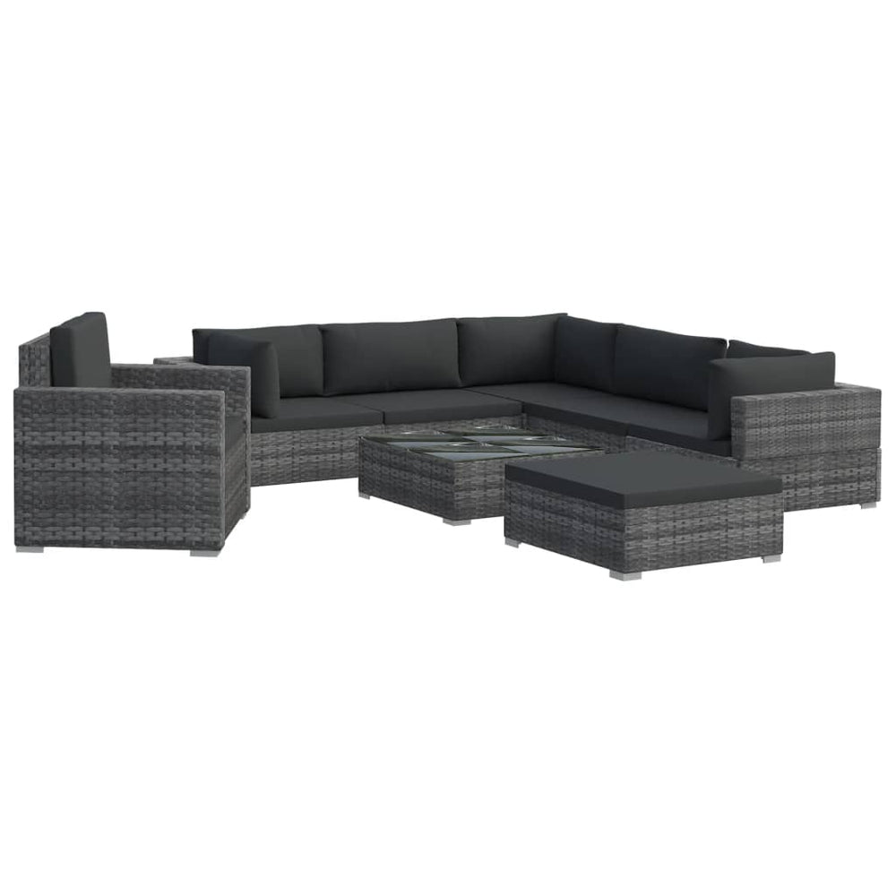 Set Mobilier De Grădină Cu Perne, 8 Piese, , Poliratan