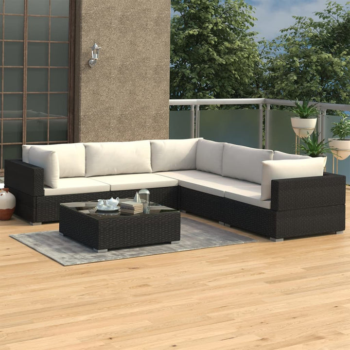 Set Mobilier De Grădină Cu Perne, 6 Piese, , Poliratan