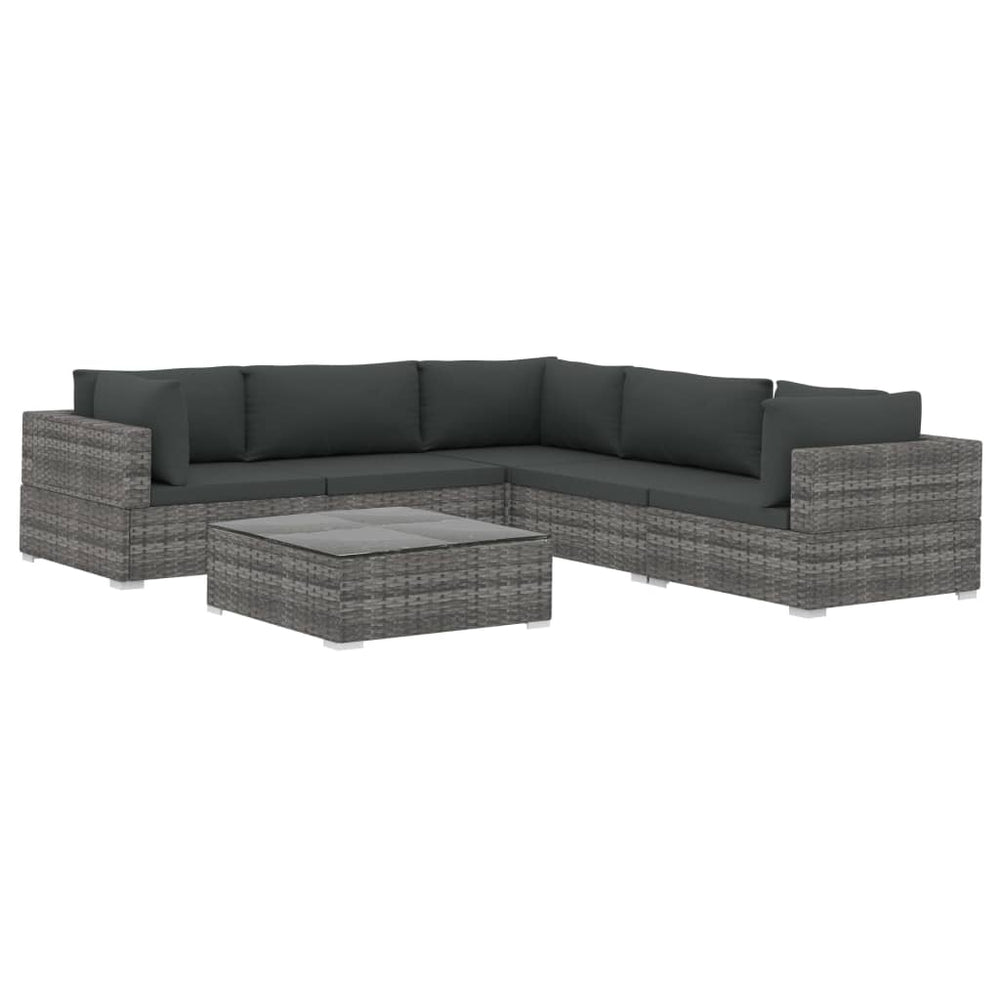 Set Mobilier De Grădină Cu Perne, 6 Piese, , Poliratan