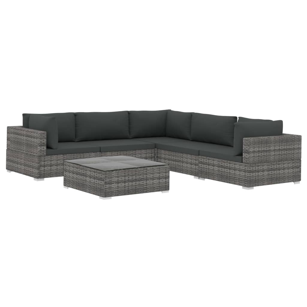 Set Mobilier De Grădină Cu Perne, 6 Piese, , Poliratan