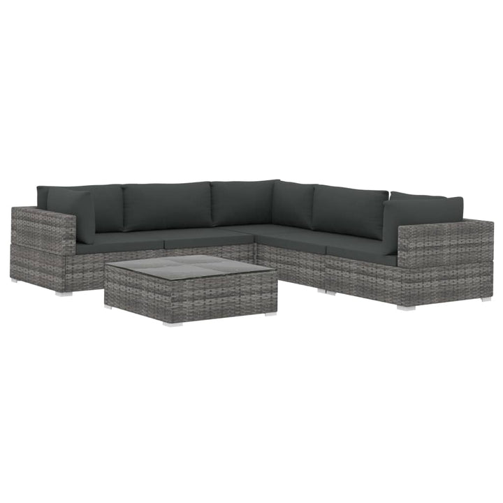 Set Mobilier De Grădină Cu Perne, 6 Piese, , Poliratan