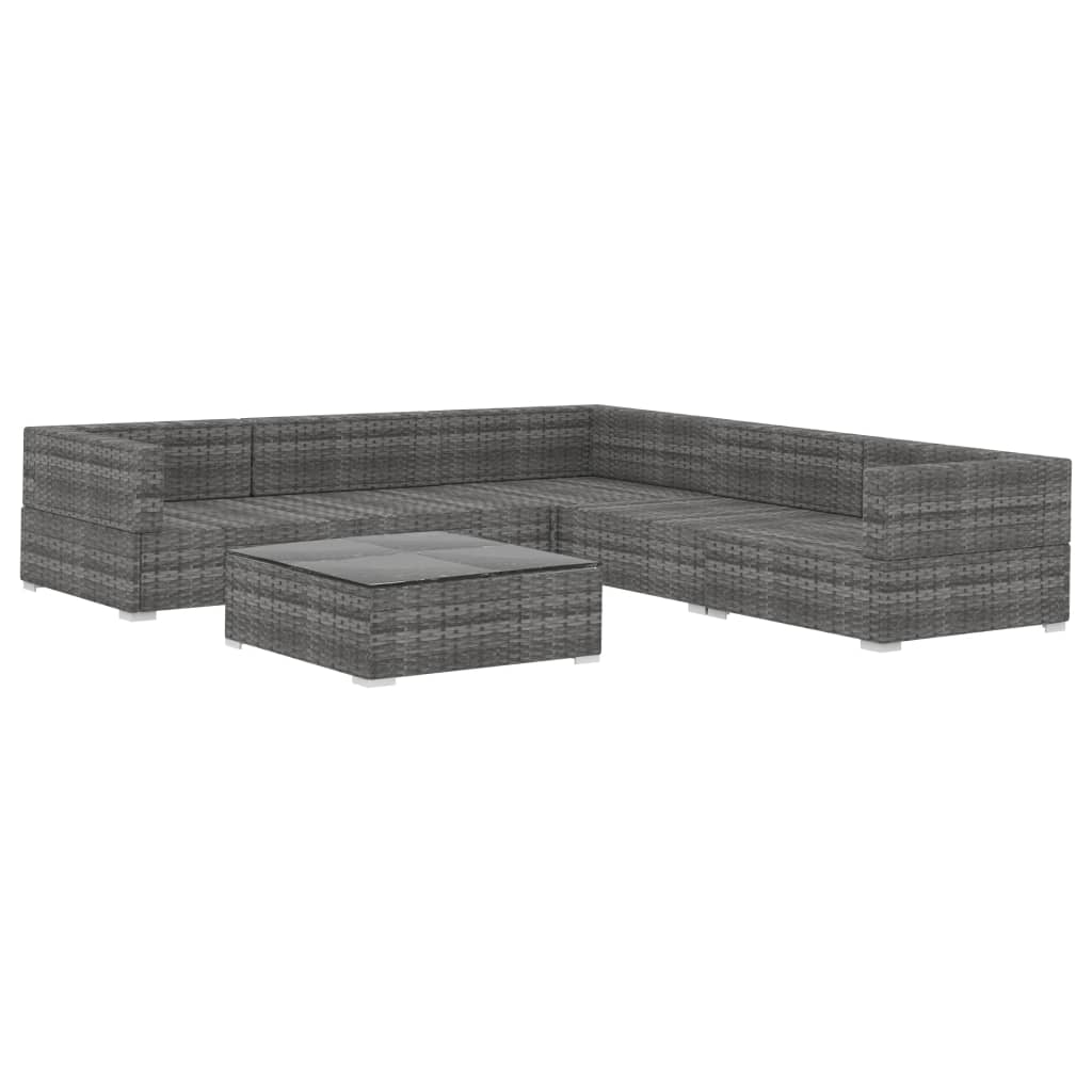 Set Mobilier De Grădină Cu Perne, 6 Piese, , Poliratan