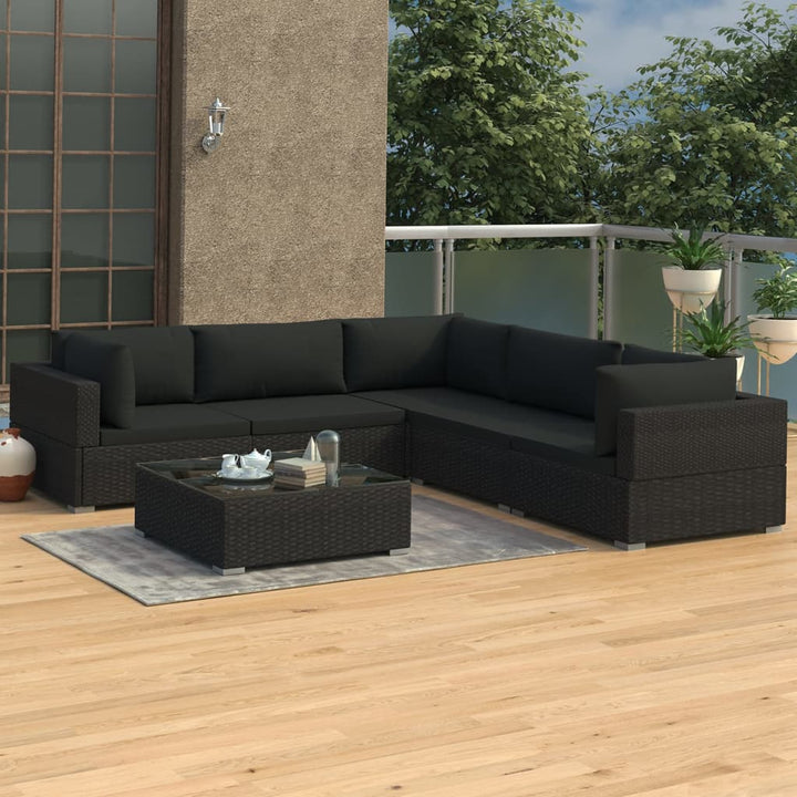 Set Mobilier De Grădină Cu Perne, 6 Piese, , Poliratan