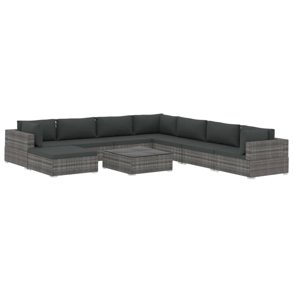 Set Mobilier De Grădină Cu Perne, 9 Piese, , Poliratan