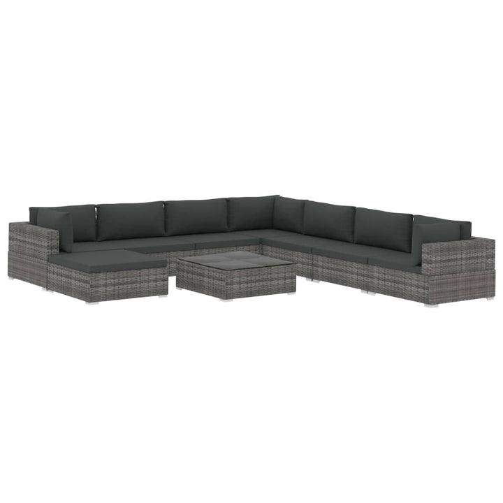 Set Mobilier De Grădină Cu Perne, 9 Piese, , Poliratan