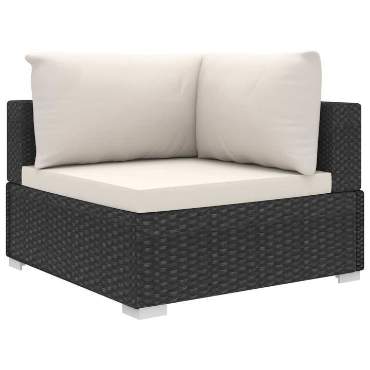 Set Mobilier De Grădină Cu Perne, 4 Piese, Negru, Poliratan