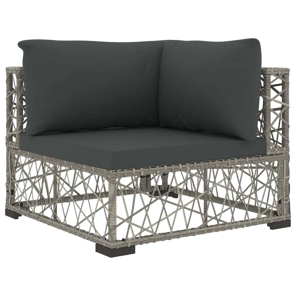 Set Mobilier De Grădină Cu Perne, 6 Piese, Gri, Poliratan
