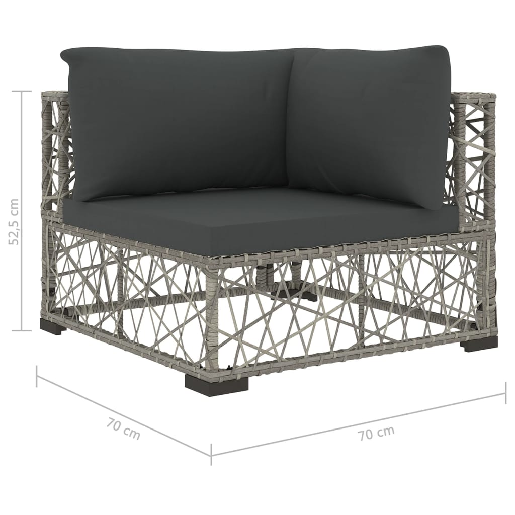 Set Mobilier De Grădină Cu Perne, 6 Piese, Gri, Poliratan