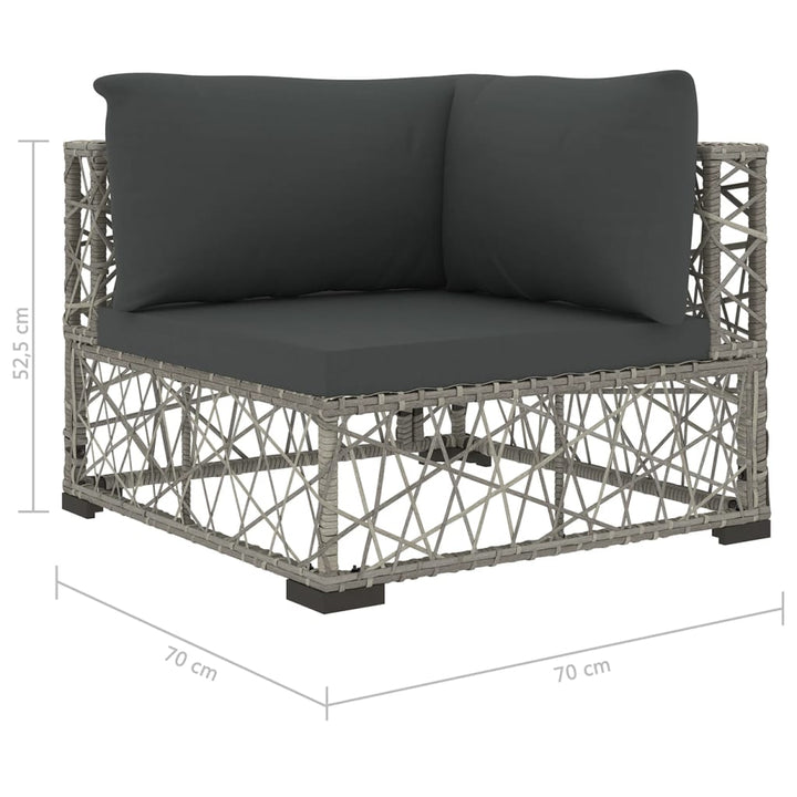 Set Mobilier De Grădină Cu Perne, 6 Piese, Gri, Poliratan