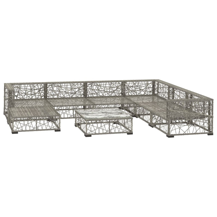 Set Mobilier De Grădină Cu Perne, 8 Piese, Gri, Poliratan