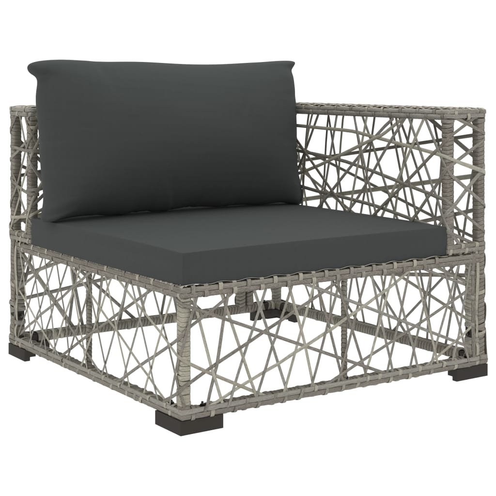 Set Mobilier De Grădină Cu Perne, 8 Piese, Gri, Poliratan