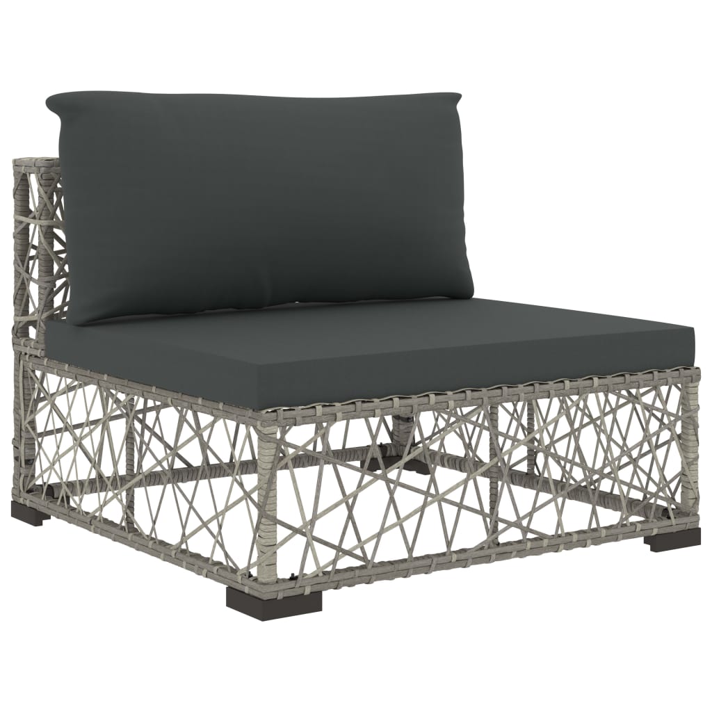 Set Mobilier De Grădină Cu Perne, 8 Piese, Gri, Poliratan