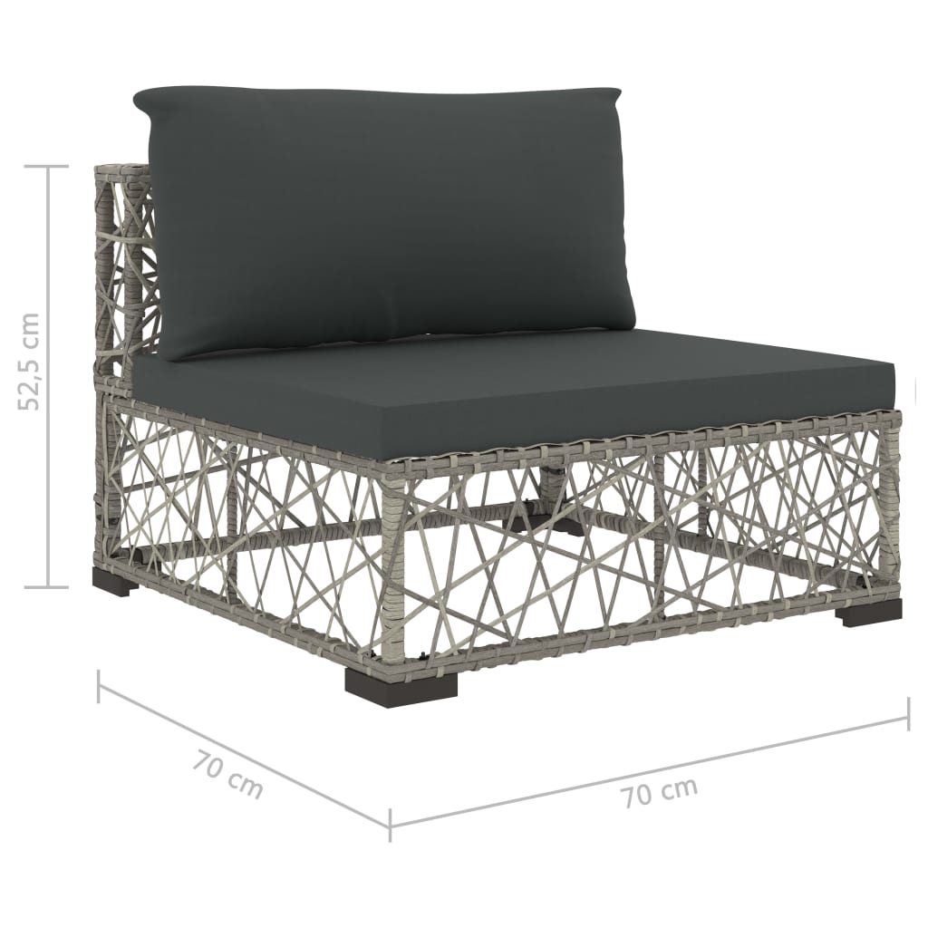 Set Mobilier De Grădină Cu Perne, 8 Piese, Gri, Poliratan