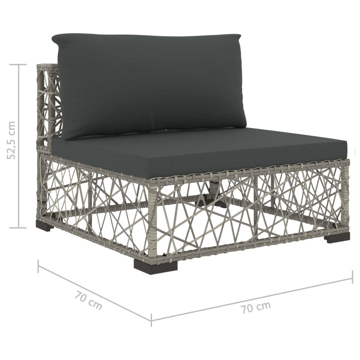 Set Mobilier De Grădină Cu Perne, 8 Piese, Gri, Poliratan
