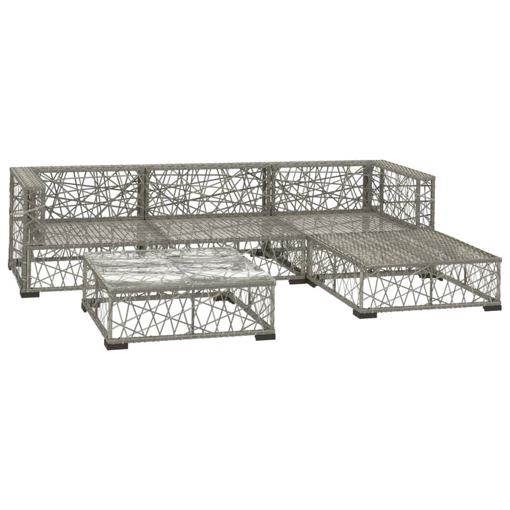 Set Mobilier De Grădină Cu Perne, 5 Piese, Gri, Poliratan