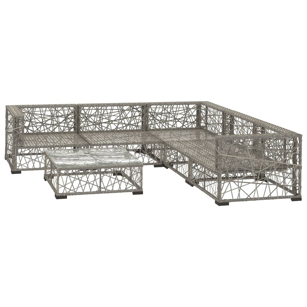 Set Mobilier De Grădină Cu Perne, 6 Piese, Gri, Poliratan
