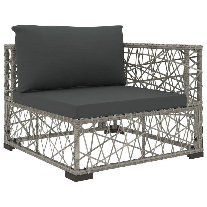 Set Mobilier De Grădină Cu Perne, 6 Piese, Gri, Poliratan