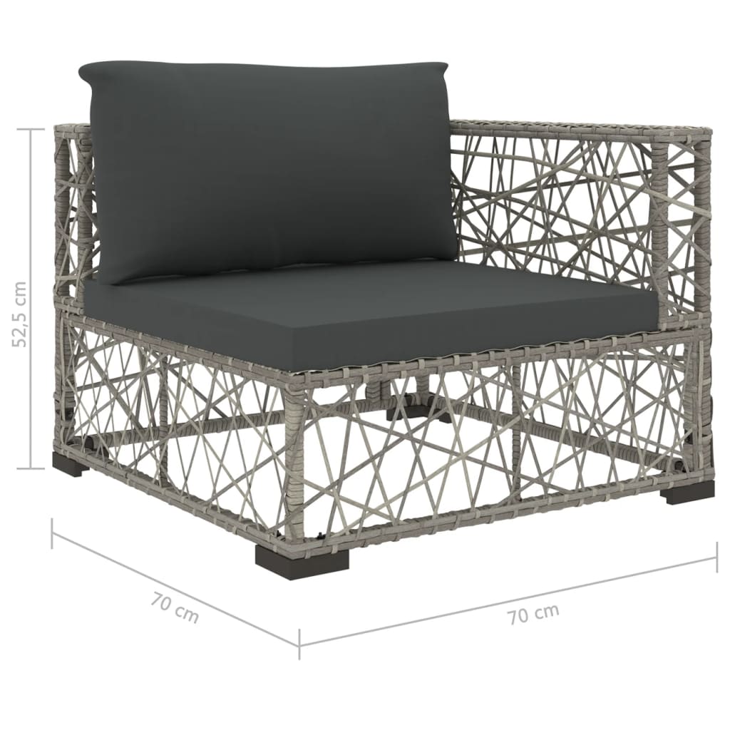 Set Mobilier De Grădină Cu Perne, 6 Piese, Gri, Poliratan