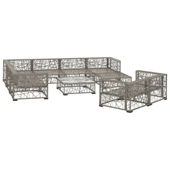 Set Mobilier De Grădină Cu Perne, 10 Piese, Gri, Poliratan