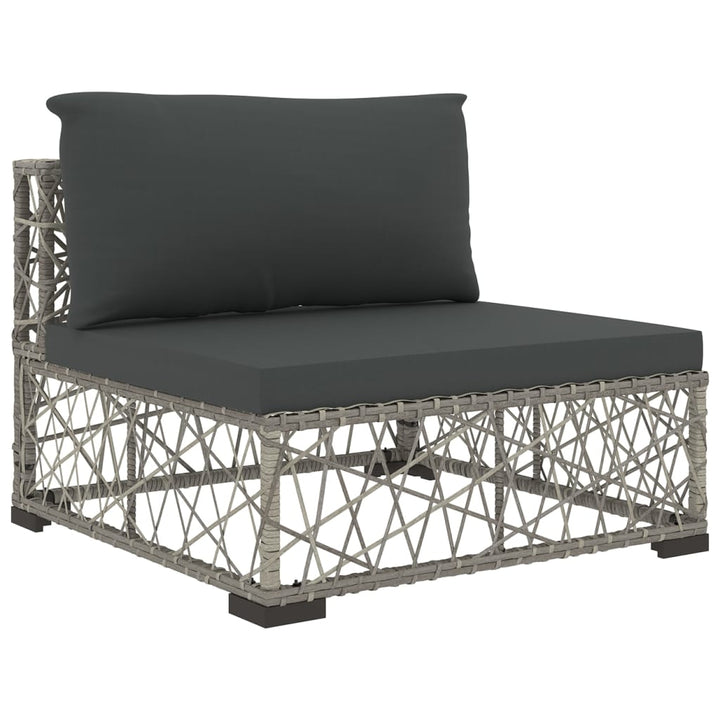 Set Mobilier De Grădină Cu Perne, 10 Piese, Gri, Poliratan