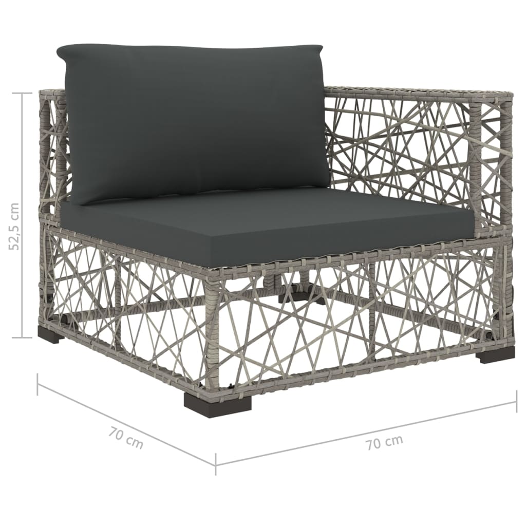 Set Mobilier De Grădină Cu Perne, 10 Piese, Gri, Poliratan