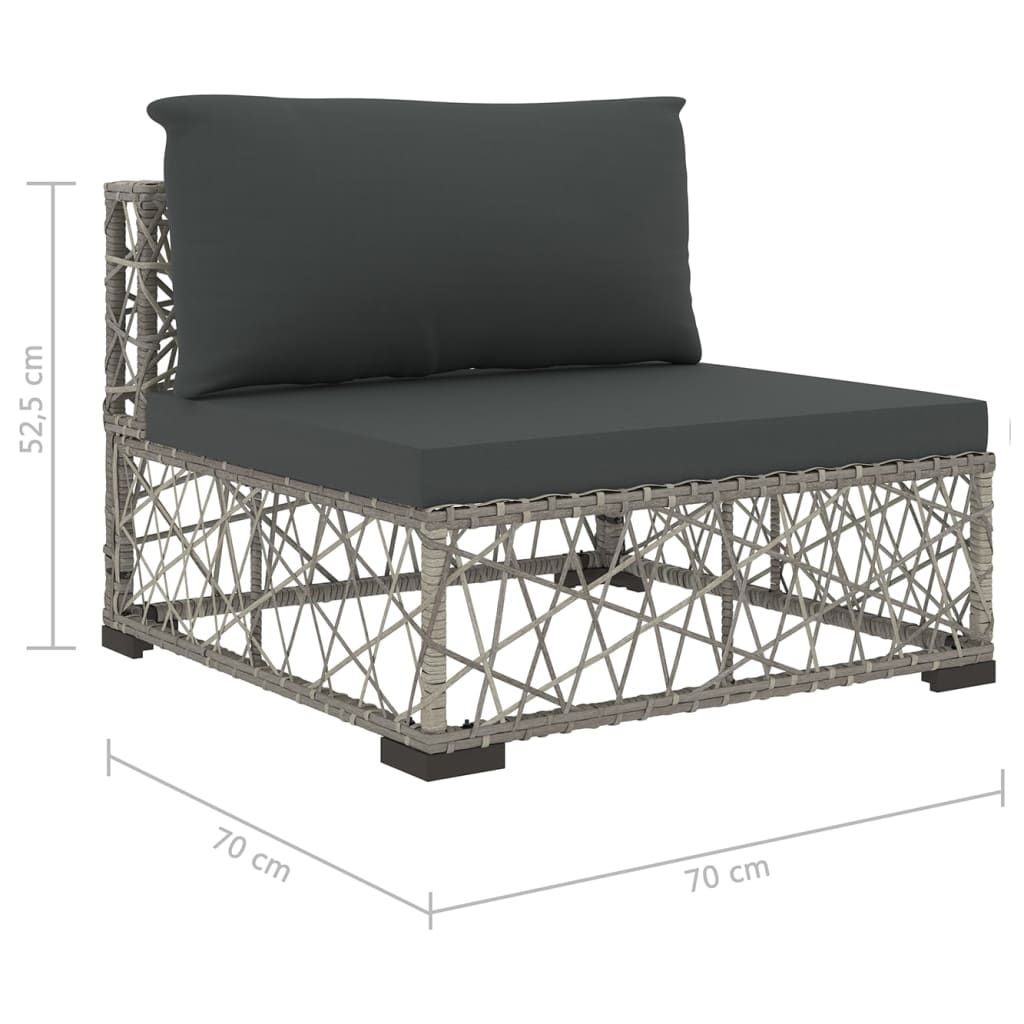 Set Mobilier De Grădină Cu Perne, 10 Piese, Gri, Poliratan