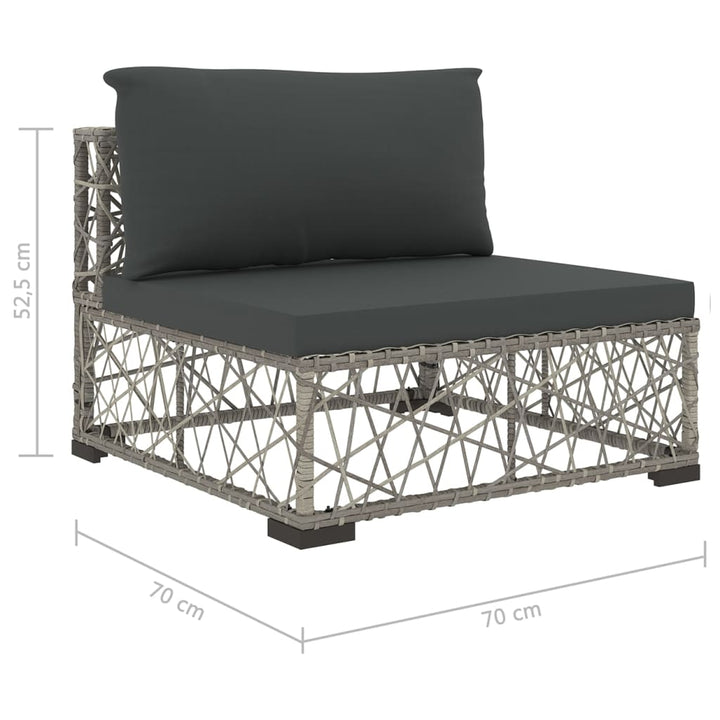 Set Mobilier De Grădină Cu Perne, 10 Piese, Gri, Poliratan