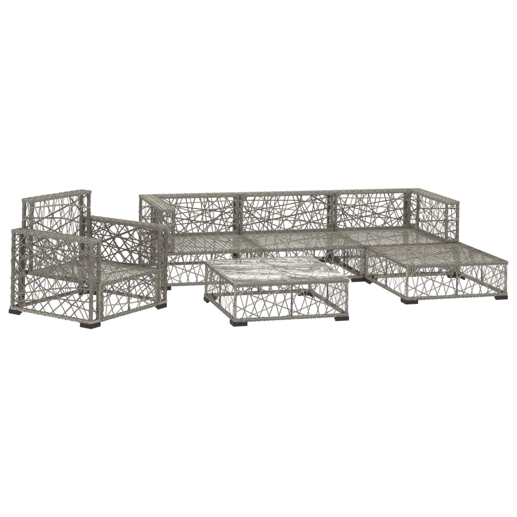 Set Mobilier De Grădină Cu Perne, 6 Piese, Gri, Poliratan