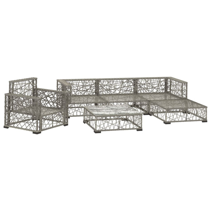 Set Mobilier De Grădină Cu Perne, 6 Piese, Gri, Poliratan