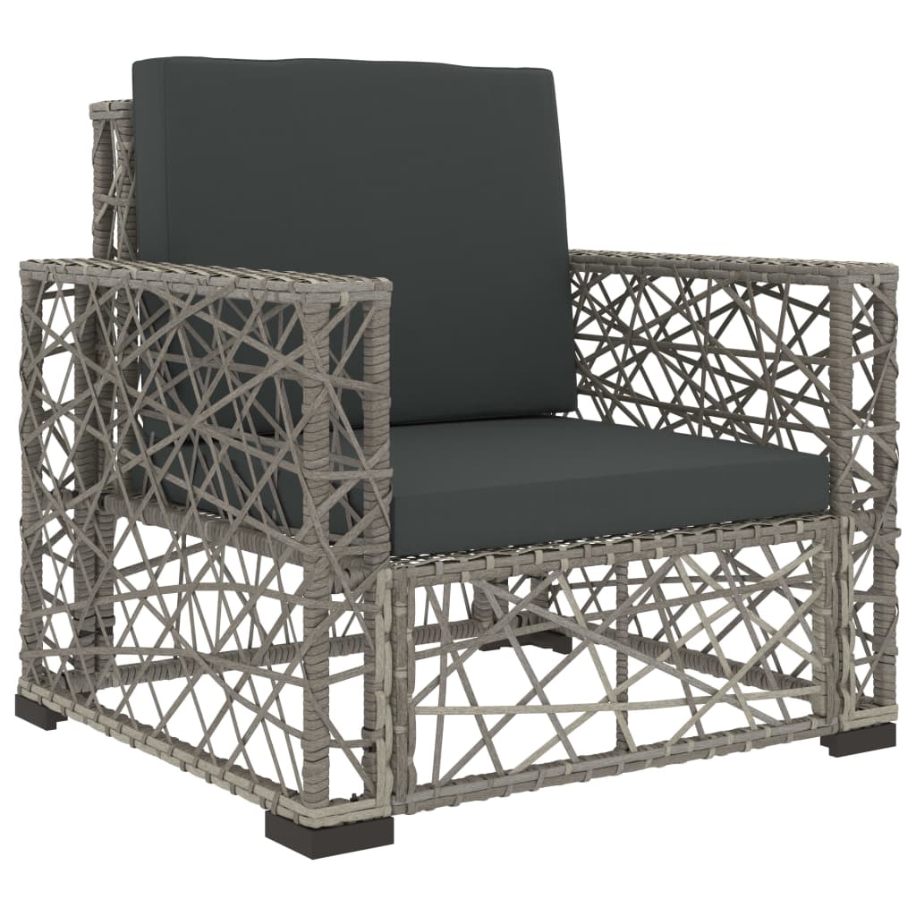 Set Mobilier De Grădină Cu Perne, 6 Piese, Gri, Poliratan