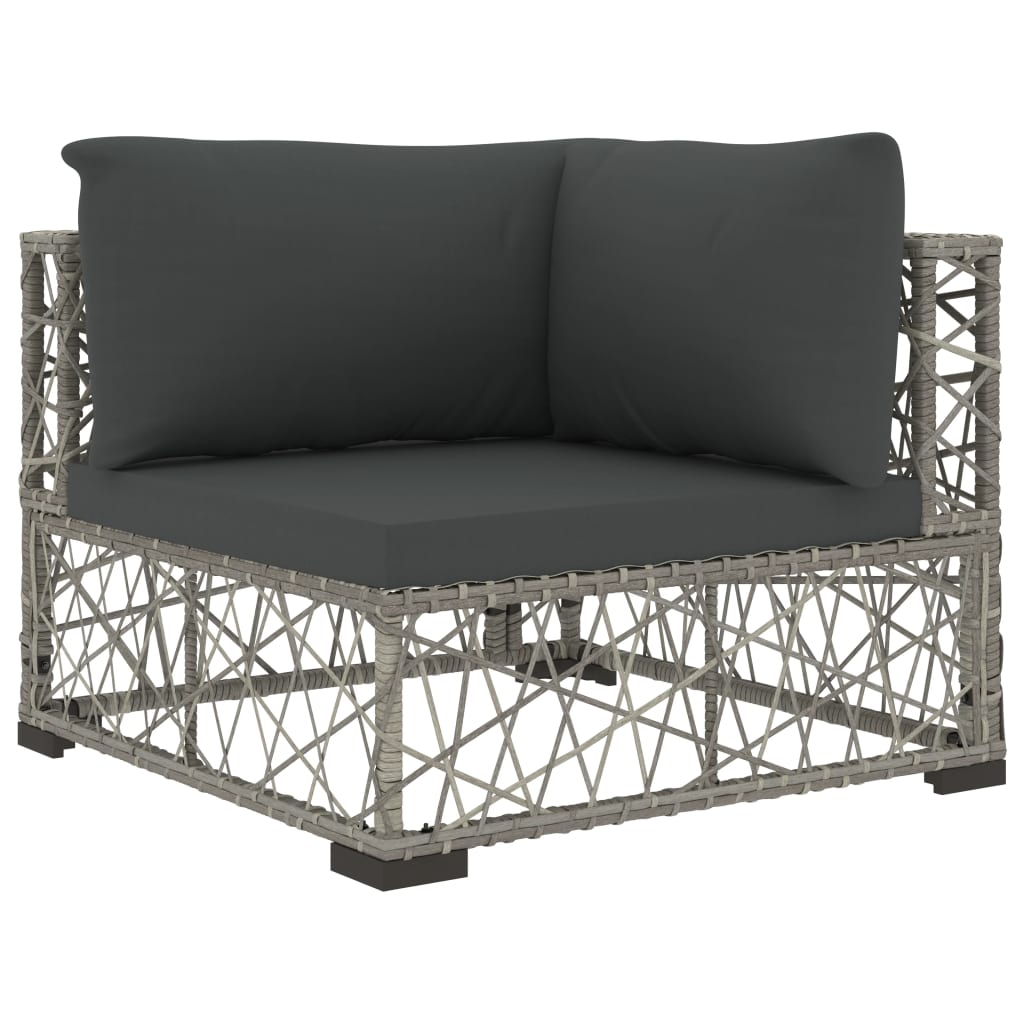 Set Mobilier De Grădină Cu Perne, 6 Piese, Gri, Poliratan