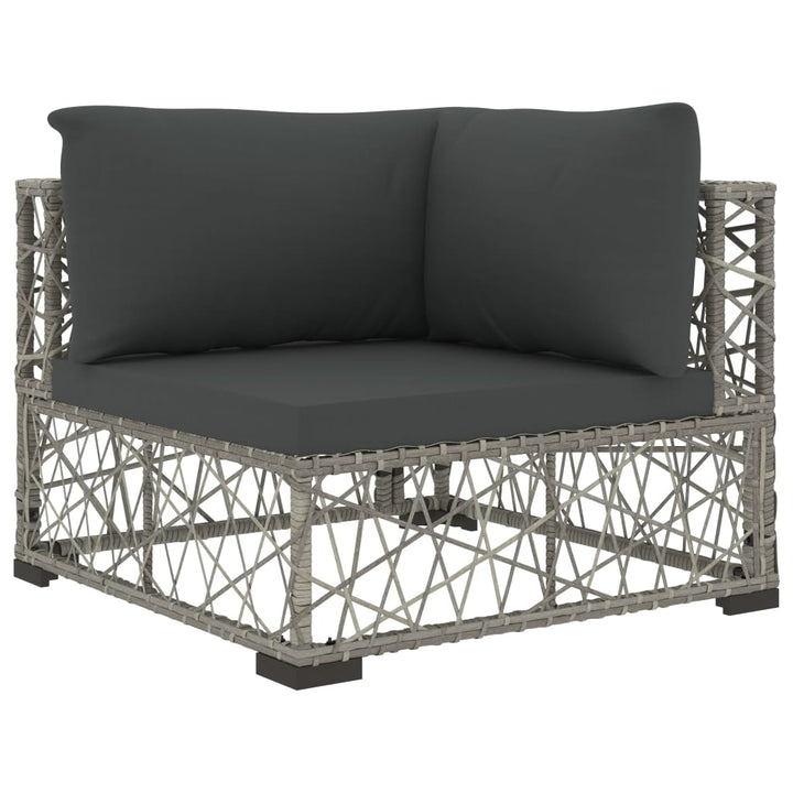 Set Mobilier De Grădină Cu Perne, 6 Piese, Gri, Poliratan