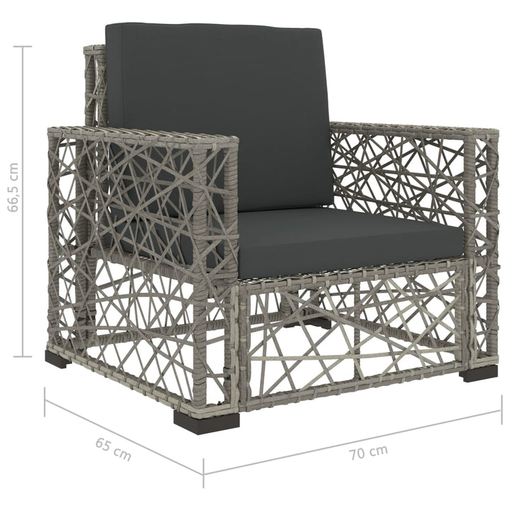 Set Mobilier De Grădină Cu Perne, 6 Piese, Gri, Poliratan