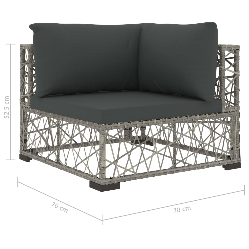 Set Mobilier De Grădină Cu Perne, 6 Piese, Gri, Poliratan
