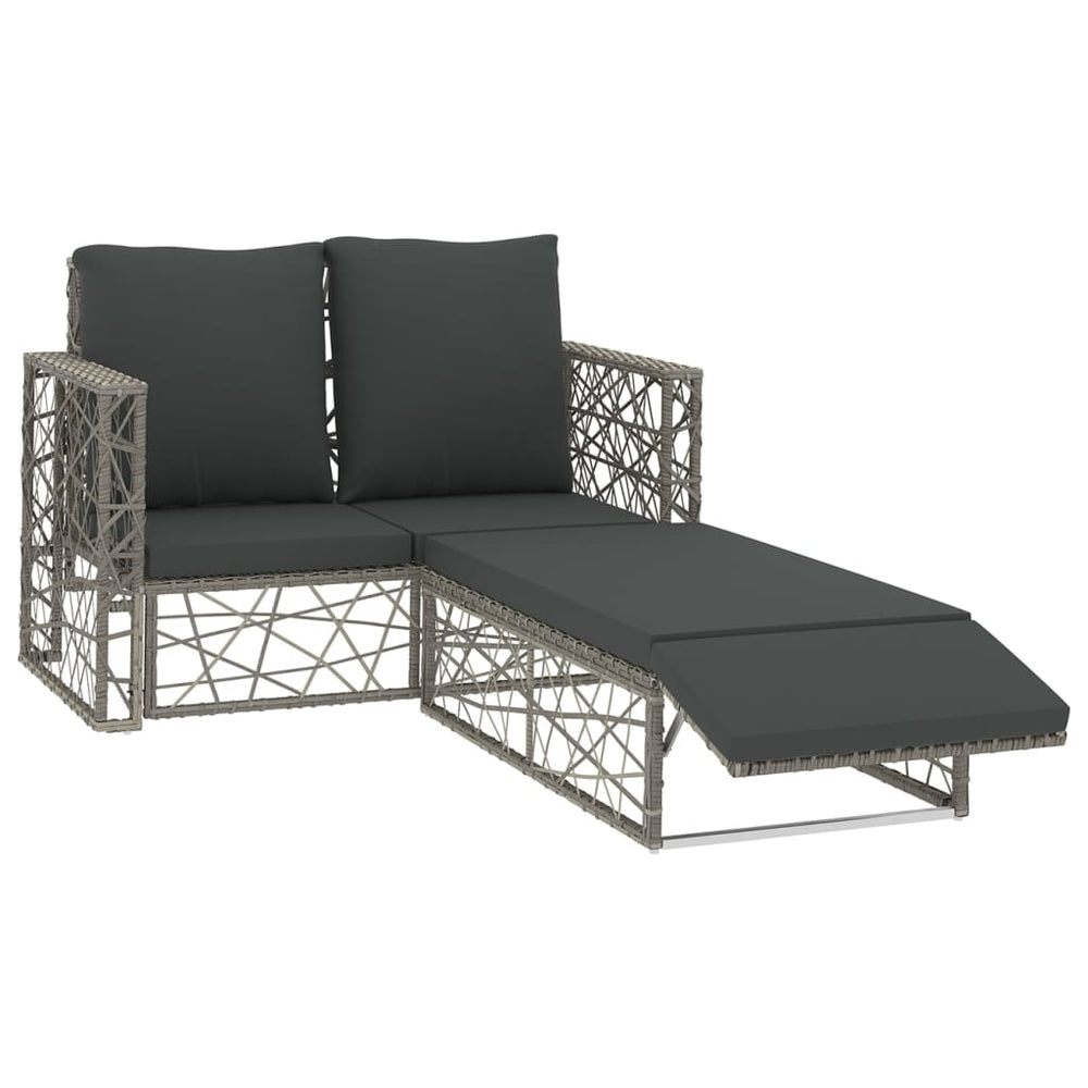 Set Mobilier De Grădină Cu Perne, 2 Piese, Gri, Poliratan
