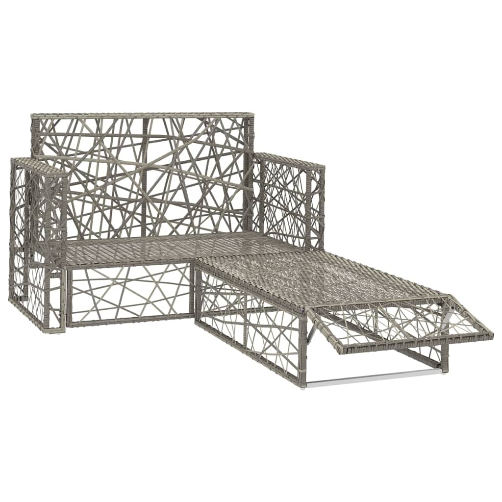 Set Mobilier De Grădină Cu Perne, 2 Piese, Gri, Poliratan