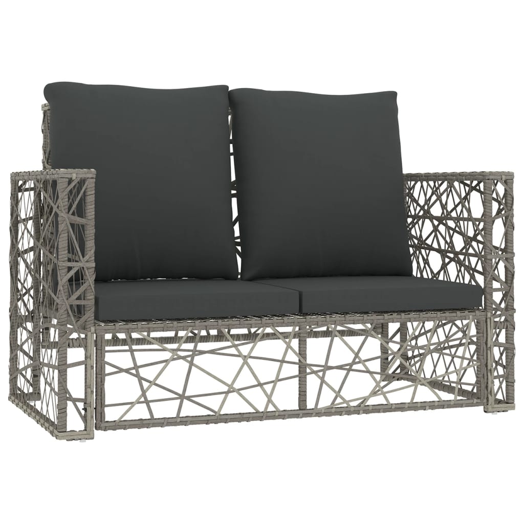 Set Mobilier De Grădină Cu Perne, 2 Piese, Gri, Poliratan