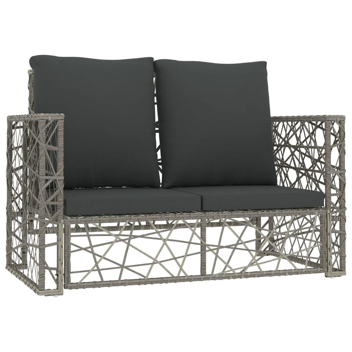 Set Mobilier De Grădină Cu Perne, 2 Piese, Gri, Poliratan